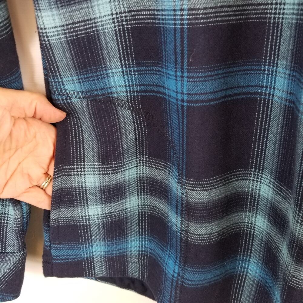 Orvis Blue Fleece Lined Plaid Shirt Jacket Shacket Size Large - Picture 5 of 8